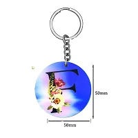 Alphabet F Flower Intial New Generation Love Charm Gift Blue Keychain for Men and Women-thumb1