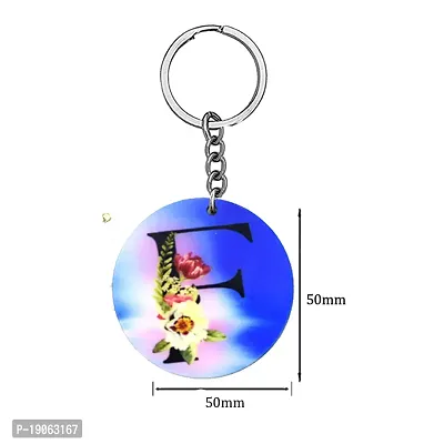 Alphabet F Flower Intial New Generation Love Charm Gift Blue Keychain for Men and Women-thumb2