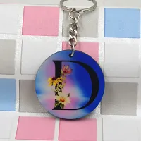 Alphabet D Flower Intial New Generation Love Charm Gift Blue Keychain for Men and Women-thumb2