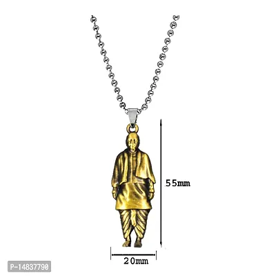 Indian Leader Sardar Vallabhbhai Patel Bronze Zinc Metal Pendnet Bead Chain for Men,Women-thumb2