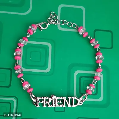 AFH Trendy New Best Friend Pink Silver Decorative Beads Decorative Frendship Gift Bracelet For Boys And Girls-thumb4