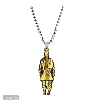 Indian Leader Sardar Vallabhbhai Patel Bronze Zinc Metal Pendnet Bead Chain for Men,Women