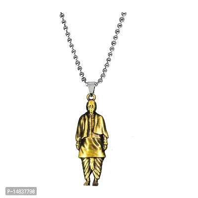 Indian Leader Sardar Vallabhbhai Patel Bronze Zinc Metal Pendnet Bead Chain for Men,Women-thumb0