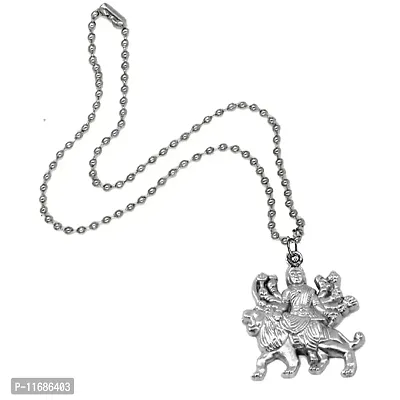 Hindu Goddess Durga Mata Locket With Stainless Steel Chain Pendant For Men And Women-thumb2