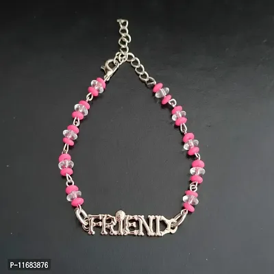 AFH Trendy New Best Friend Pink Silver Decorative Beads Decorative Frendship Gift Bracelet For Boys And Girls-thumb2