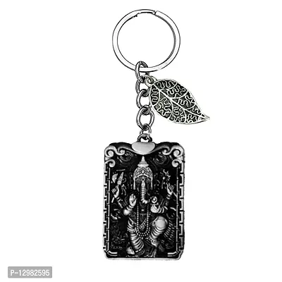 Manglemurti Ganesha Grey Lucky Leaf Charm Key Chain for Men and Women