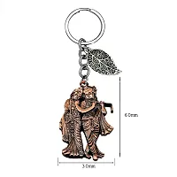 Radha Krisna Love Theme Copper Lucky Leaf Charm Key Chain for Men and Women-thumb1