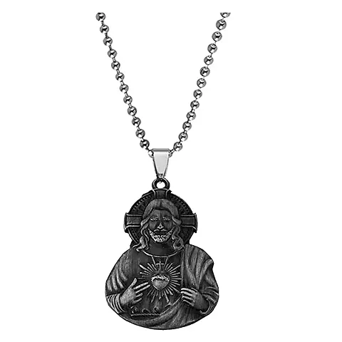 AFH Relogious Jesus Christ Holy Cross Christian Locket with Snake Chain Pendant For Men,Women