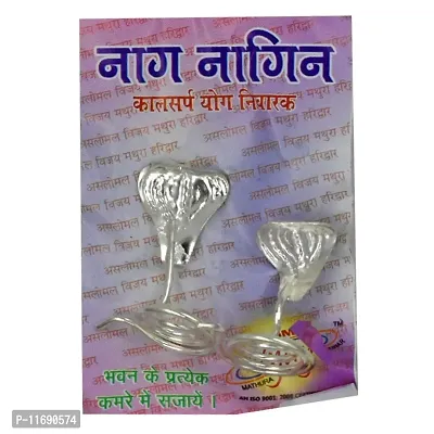 AFH Nag Nagin Joda Snake Pair for Kal Sarp Dosha Nivarak Decorative Showpiece (Silver Color)