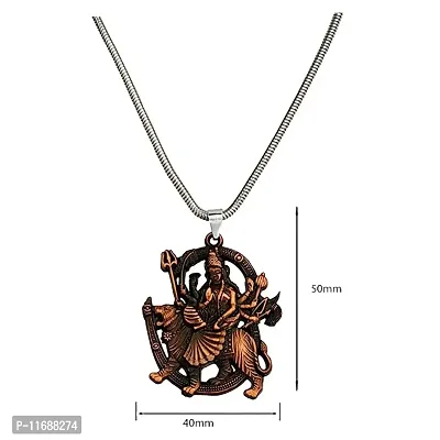 AFH Maa Durga Sherawali Mata Copper Locket with Snake Chain Pendant for Men and Women-thumb2