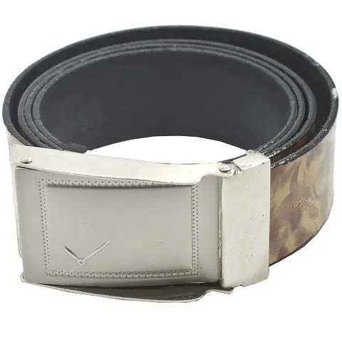 Faynci Ever Collection of Synthetic Leather Classic Design Belt with Auto Lock Buckle (SILVER)