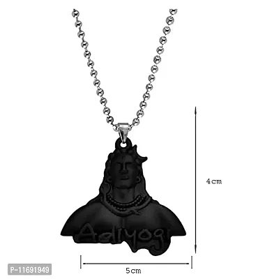 AFH Lord Shiv Adiyogi Black Idol with Stainless Steel Chain D?cor Car Hanging Ornament-thumb2