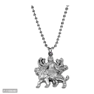 Hindu Goddess Durga Mata Locket With Stainless Steel Chain Pendant For Men And Women