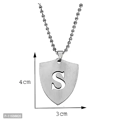 AFH Stainless Steel Silver Initial Charms Letter Alphabet S Necklace Pendant Universal Gift For Men And Women-thumb2