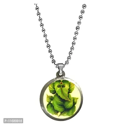 AFH Lord Leaf Ganesh Locket With Stainless Steel Chain Pendant For Men,Women