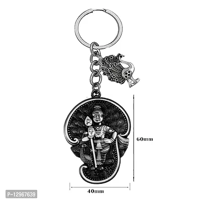 Lord Subramanya Swamy Peacock Charm Religious Grey Keychain for Men and Women-thumb2