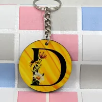 Alphabet D Flower Intial New Generation Love Charm Gift Yellow Keychain for Men and Women-thumb2