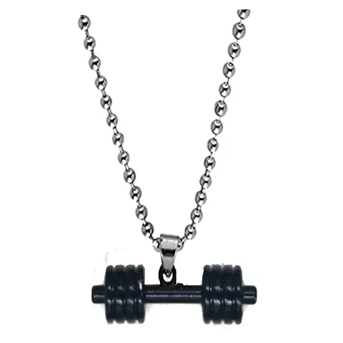 AFH Dumbbell Muscle Body Build Gym Fitness Pendant with Stainless Chain