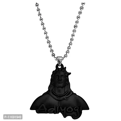 AFH Lord Shiv Adiyogi Black Idol with Stainless Steel Chain D?cor Car Hanging Ornament