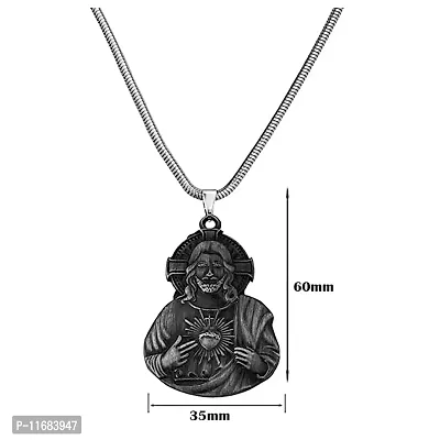 AFH Relogious Jesus Christ Holy Cross Christian Grey Locket with Snake Chain Pendant For Men,Women-thumb2