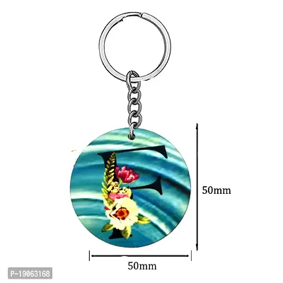 Alphabet Flower F Intial New Generation Love Charm Green Gift Keychain for Men and Women-thumb2