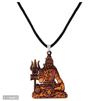 AFH Lord Shiv Mahadev Bholenath Copper Locket With Cord Chain Pendant for Men and Women