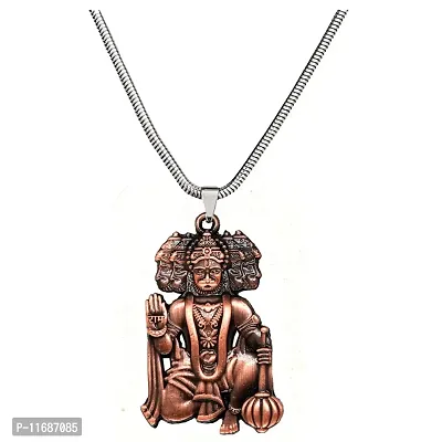 AFH Lord Panchmukhi Hanuman Copper Religious Locket with Snake Chain Pendant for Men and Women-thumb0