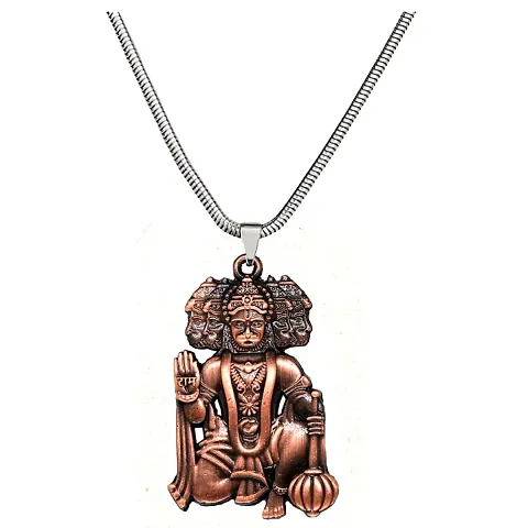 AFH Lord Panchmukhi Hanuman Religious Locket with Snake Chain Pendant for Men and Women