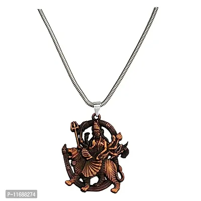 AFH Maa Durga Sherawali Mata Copper Locket with Snake Chain Pendant for Men and Women