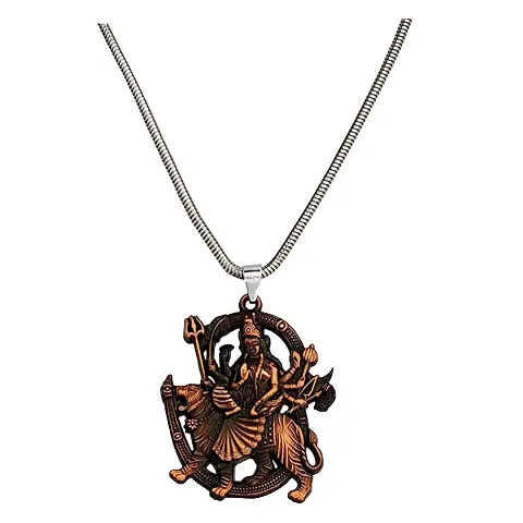 AFH Maa Durga Sherawali Mata Locket with Snake Chain Pendant for Men and Women