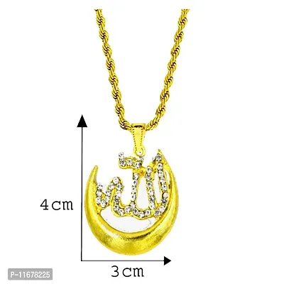 AFH Cubic Zirconium Islamic Allah Symbol Pendant Necklace Chain For Men,Women-thumb2