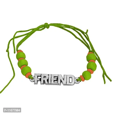 AFH Frendship Day Giting Friend Letter Bracelet Decorative green Beads with Cord Chain Adjustable Bracelet For Boys And Girls