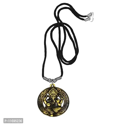 AFH Lord Vignaharta Ganesha Bronze Locket With Cord Chain Pendant for Men and Women-thumb0