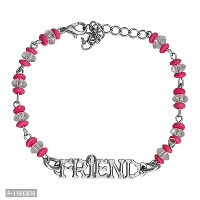 AFH Trendy New Best Friend Pink Silver Decorative Beads Decorative Frendship Gift Bracelet For Boys And Girls-thumb0