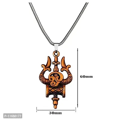 AFH Trishul Damaru Tamil Om Copper Locket with Snake Chain Pendant for Men and Women-thumb2