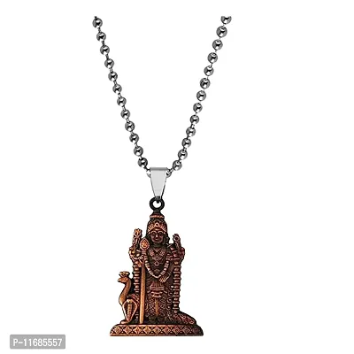 AFH South Indian Lord Murugan Kartikeya Tamil Om VEL Copper locket with stainless Steel Chain Pendant