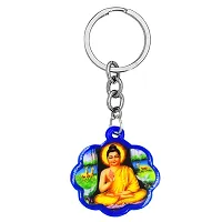 Babasaheb Ambedkar with Meditating Lord Buddha Blue Keychain for Men and Women-thumb1