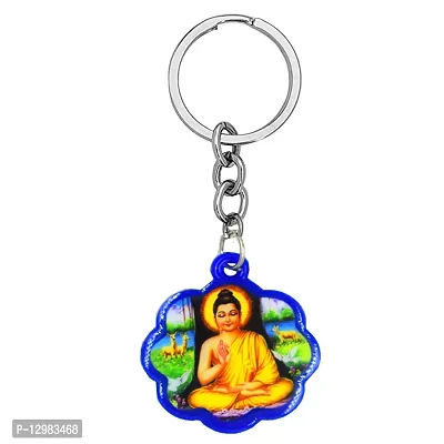 Babasaheb Ambedkar with Meditating Lord Buddha Blue Keychain for Men and Women-thumb2