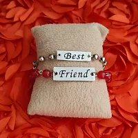 AFH Stylist Best friend Couple Red Onyx Crystal Beads Bracelet With Lobster Clasp Adjustable Frendship band Gifiting For Boys And Girls-thumb1