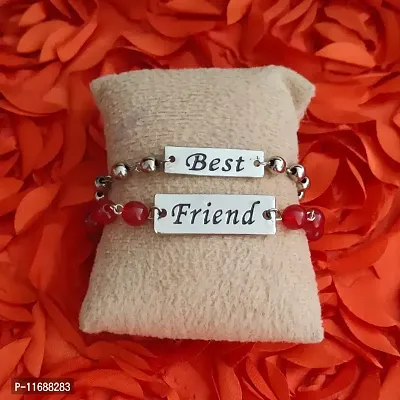 AFH Stylist Best friend Couple Red Onyx Crystal Beads Bracelet With Lobster Clasp Adjustable Frendship band Gifiting For Boys And Girls-thumb2