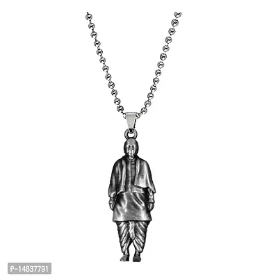 Indian Leader Sardar Vallabhbhai Patel Grey Zinc Metal Pendnet Bead Chain for Men,Women