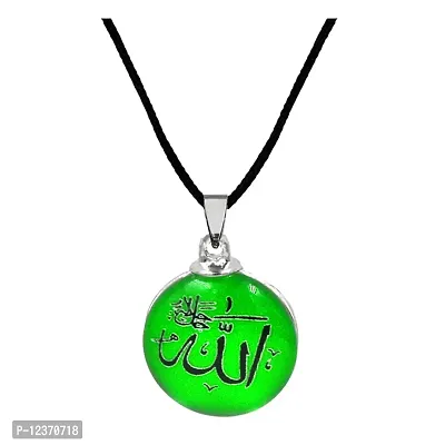 Islamic Allah Arabic Green Cord Chain Glass Pendant For Men And Women