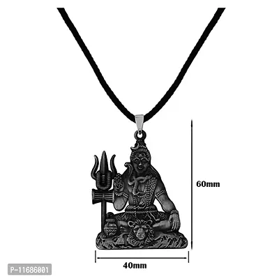 AFH Lord Shiv Mahadev Bholenath Grey Locket With Cord Chain Pendant for Men and Women-thumb2