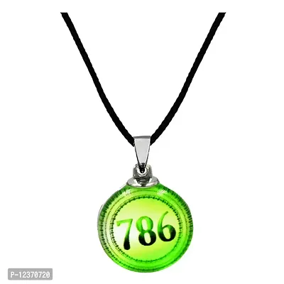 Islamic Lucky Number Green Cord Chain Glass Pendant For Men And Women