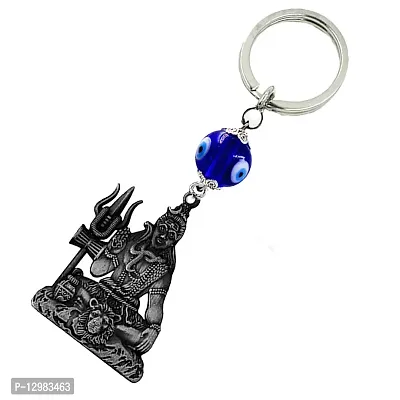 Lord Shiva Mahadev Evil Eye Religious Grey Gifting Keychain for Men and Women-thumb2