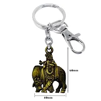 Lord Krishna with Cow Idol Bronze Labster Charm Keychain for Men and Women-thumb1