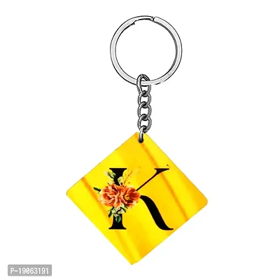 Alphabet K Flower Intial New Generation Love Charm Gift Yellow Keychain for Men and Women