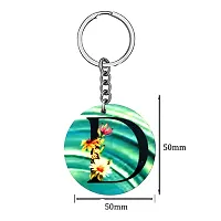 Alphabet Flower D Intial New Generation Love Charm Green Gift Keychain for Men and Women-thumb1