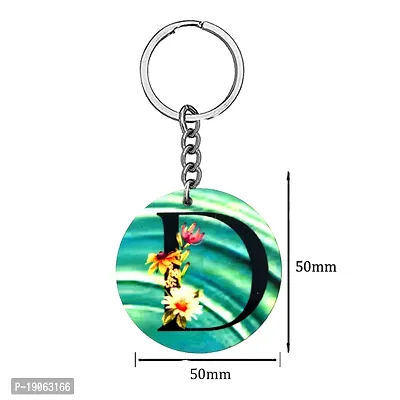 Alphabet Flower D Intial New Generation Love Charm Green Gift Keychain for Men and Women-thumb2