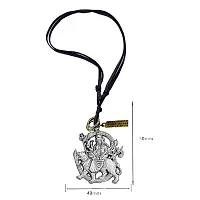 AFH Maa Durga Sherawali Mata Silver Locket with Leather Cord Chain Pendant for Men and Women-thumb1